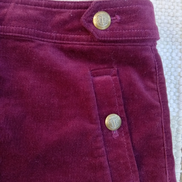 Talbots Maroon Corduroy Skirt W/ Brass Colored Buttons Size 10 - Picture 6 of 9